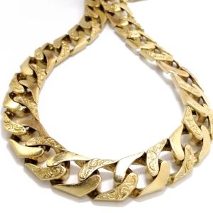 9ct Gold 30" Curb Patterned & Plain Link Chain 347.5g