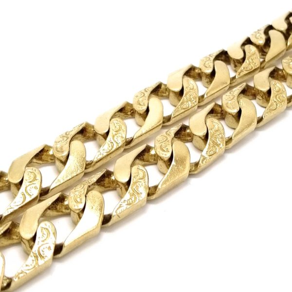 9ct Gold 30" Curb Patterned & Plain Link Chain 347.5g