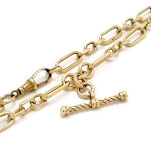 9ct Gold 27" Fancy Link Chain With A T-Bar 53.7g