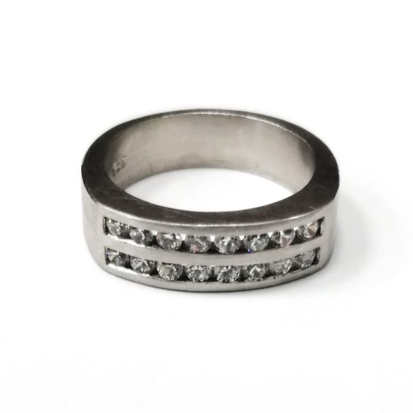 Silver Double Row CZ Ring