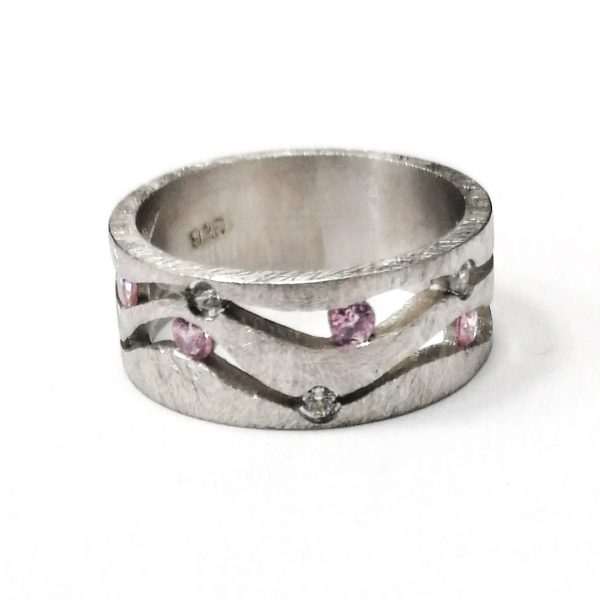 Silver Pink/White CZ Ring
