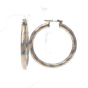 9ct 2 Colour Patterned Hoops