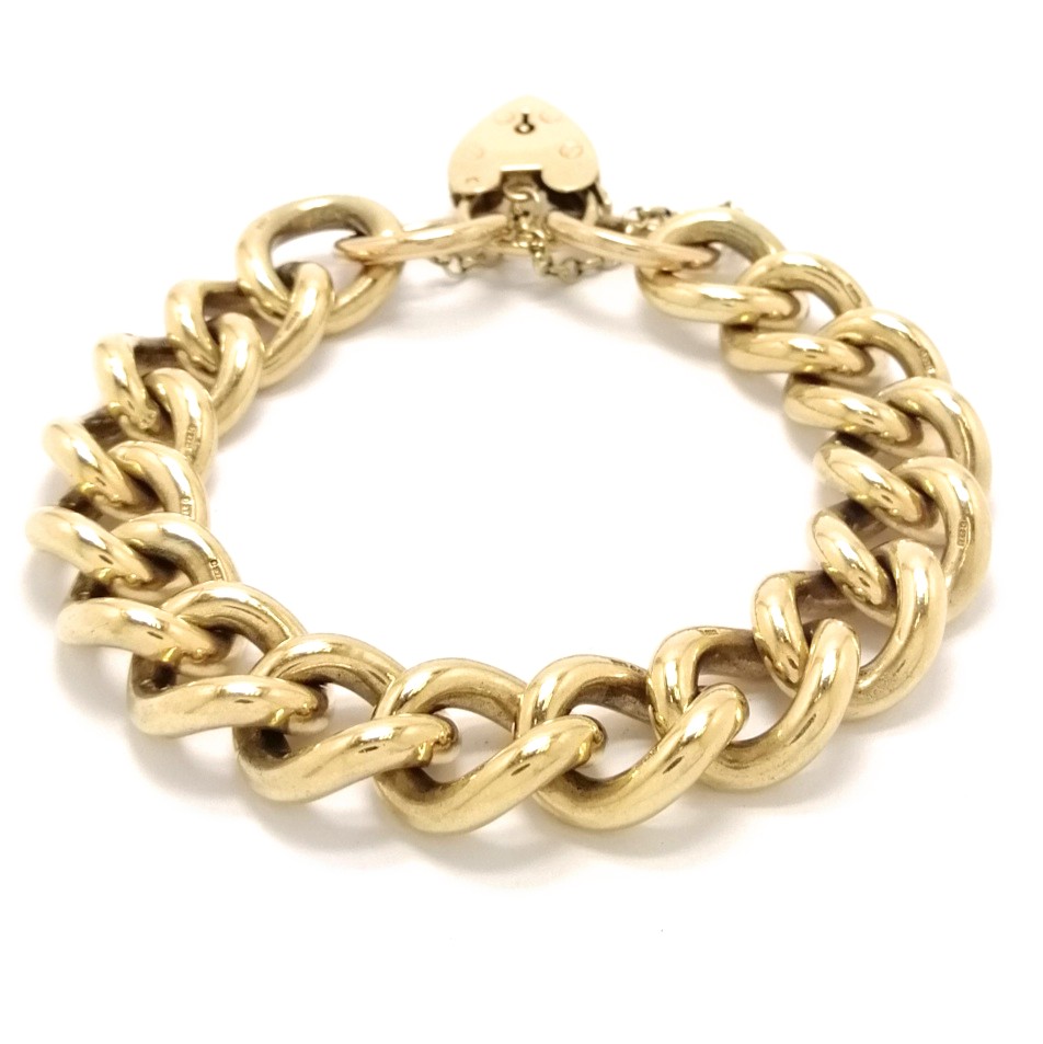 9ct Gold 8mm Wide Curb Bracelet - 8.5in - G5654 | F.Hinds Jewellers