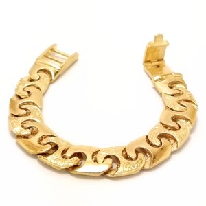 Childs 9ct Gold Plain & Patterned Anchor Link Bracelet 42.8g