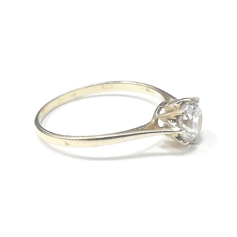 9ct Gold CZ Solitaire Ring - Vintage Jewellery & Watches Online