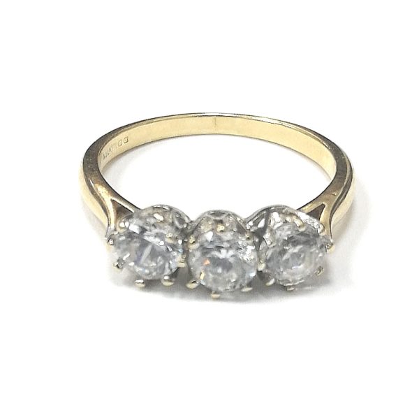 9ct Gold CZ 3 Stone Ring