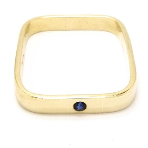 9ct Gold Solid Square Continuous Style Sapphire Bangle 55.0g