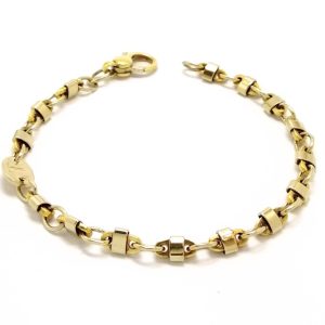 18ct 2 Colour Gold Fancy Bar & Link Style Bracelet