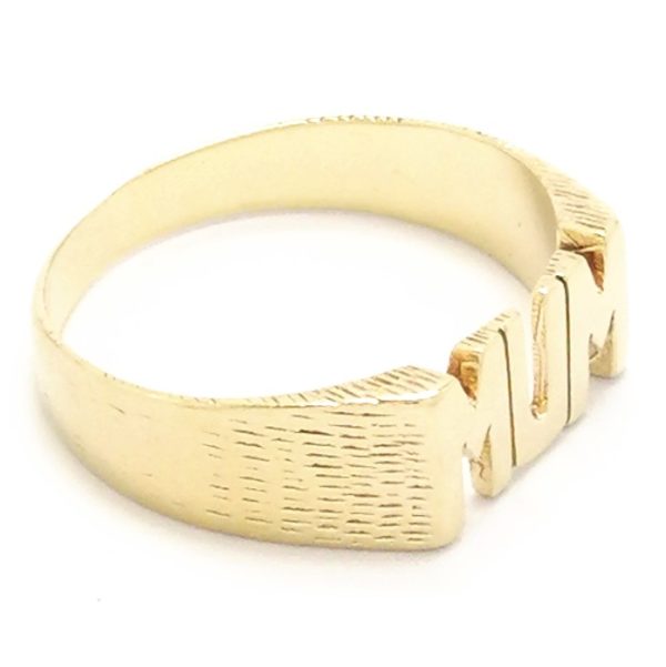 9ct Gold Mum Ring With Barked Shoulders