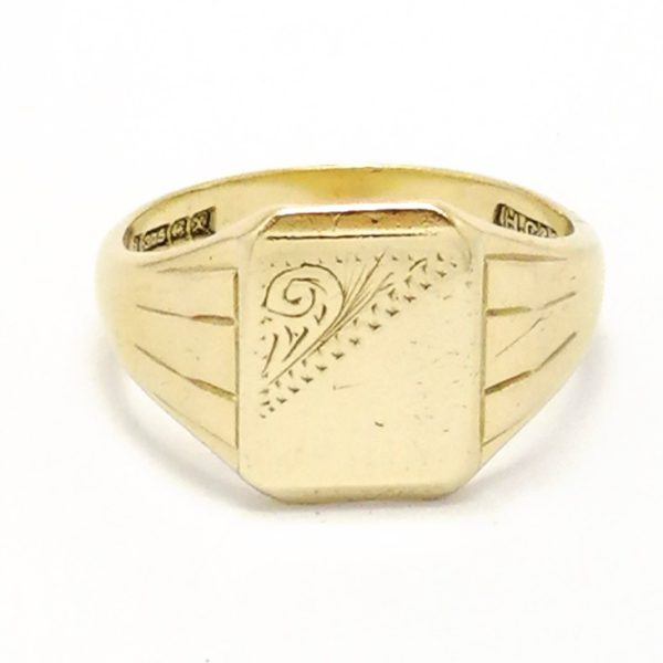 Vintage 9ct Gold Square Top Signet Ring