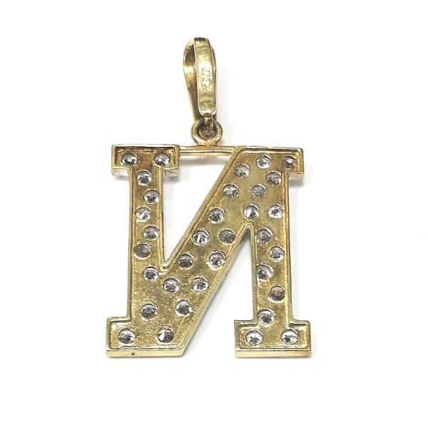 9ct Gold CZ Initial N Pendant