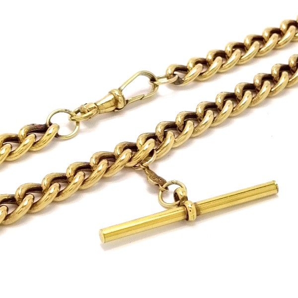 9ct Gold 18" Hollow Curb Link Chain With T-Bar