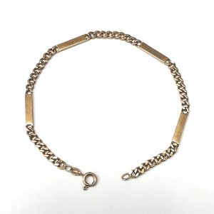 9ct Gold Curb & Bar Link Bracelet