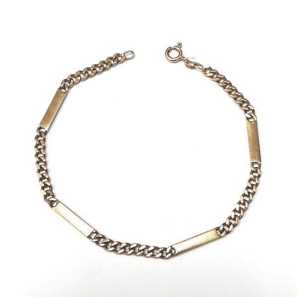 9ct Gold Curb & Bar Link Bracelet