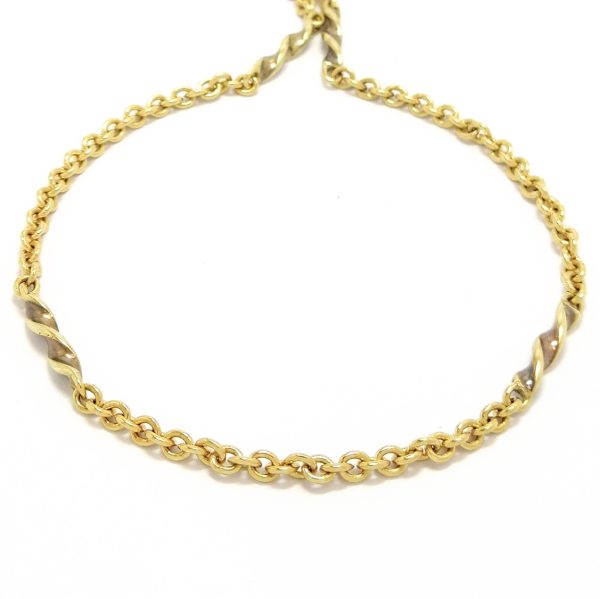 9ct Two Colour Gold 16" Trace & Twist Link Chain