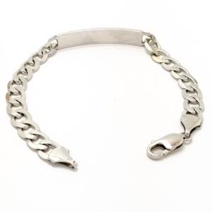 9ct White Gold ID Curb Link Bracelet