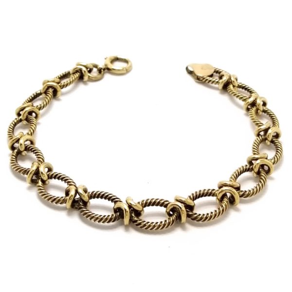 9ct Gold Twist Oval & Knot Link Bracelet