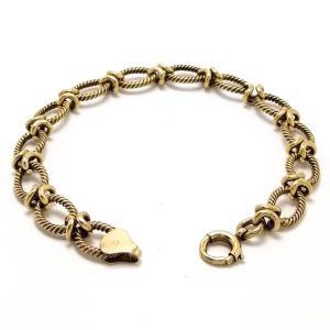 9ct Gold Twist Oval & Knot Link Bracelet