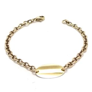 9ct Gold Trace Bracelet With Oval Disc