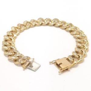 9ct Gold Diamond Curb Link Bracelet 5ct