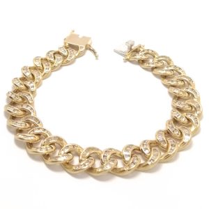 9ct Gold Diamond Curb Link Bracelet 5ct