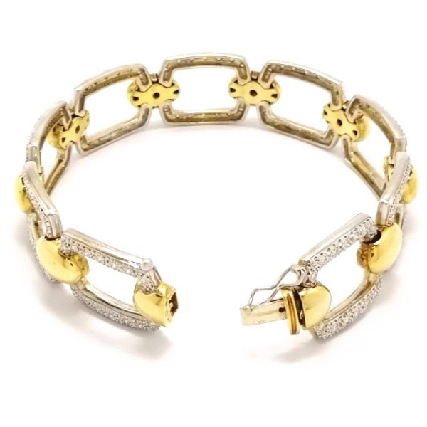 18ct Gold Fancy Link Diamond Bracelet 1.75ct