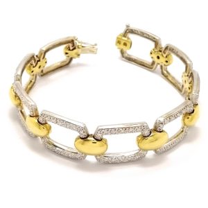 18ct Gold Fancy Link Diamond Bracelet 1.75ct