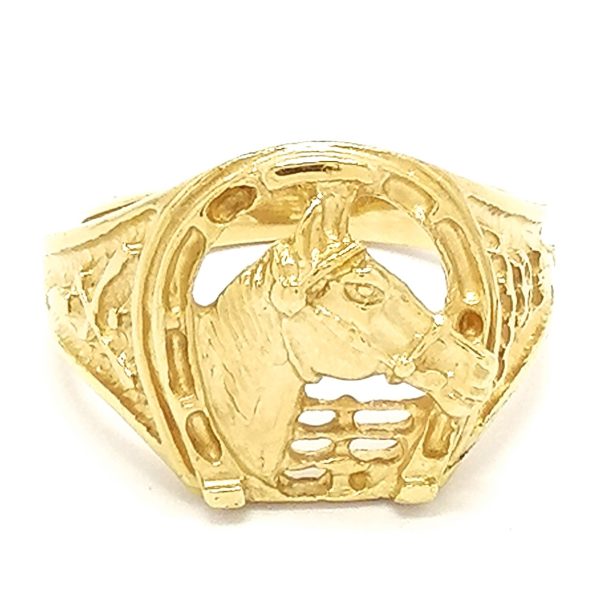 9ct Gold Horsehead & Horseshoe Ring