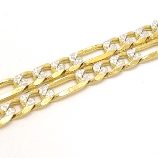 9ct 2 Colour Gold 24" Diamond Cut Figaro Chain 46.7g