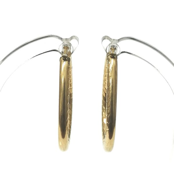 9ct Gold Diamond Cut Oval Hoop Earrings