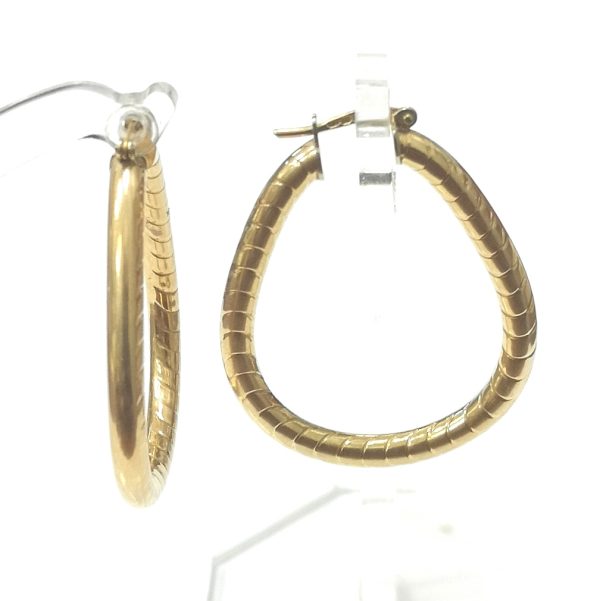 9ct Gold Diamond Cut Oval Hoop Earrings