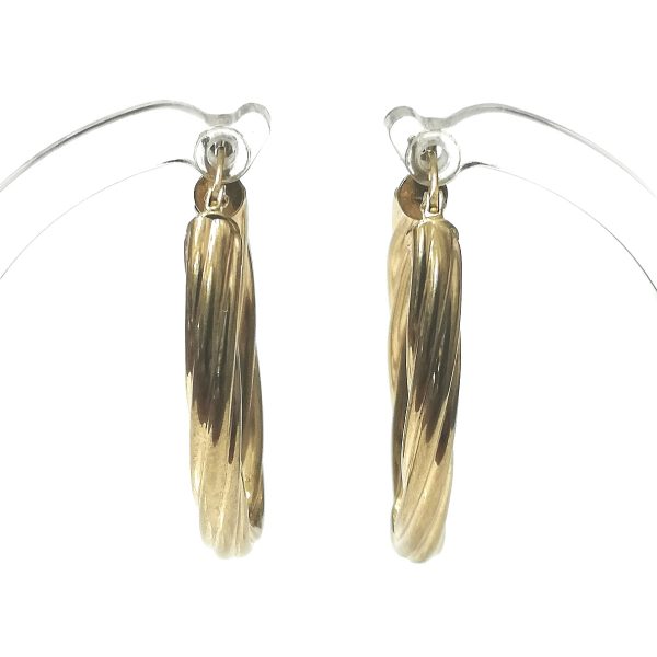 9ct Gold Twisted Oval Hoop Earrings