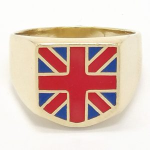 9ct Gold Union Jack Design Signet Ring