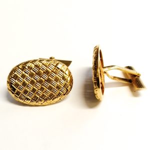 18ct Gold Basket Weave Design Cufflinks