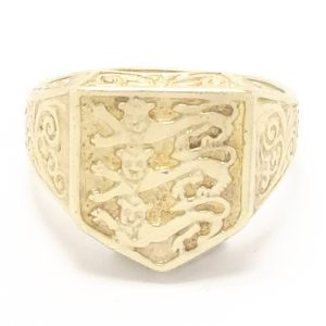 9ct Gold 3 Lions Shield Style Signet Ring
