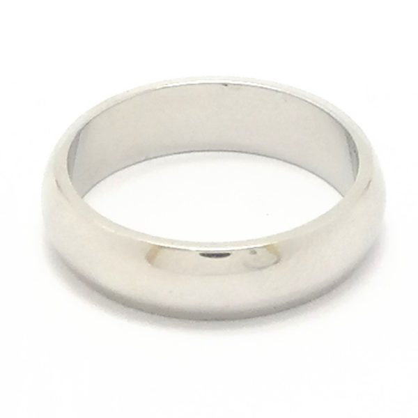 Platinum 5mm D Shape Wedding Band Ring