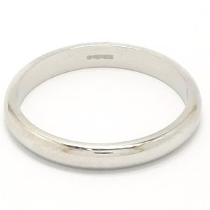 Platinum 3mm D Shape Wedding Band Ring