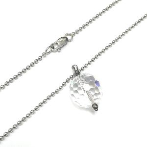 Silver Crystal Ball Pendant On 24" Bead Chain