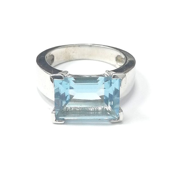 Silver Blue CZ Dress Ring