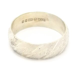 9ct White Gold Diamond Cut 6mm Wedding Band Ring