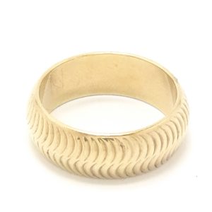 9ct Gold 7mm Wave Design Wedding Band Ring
