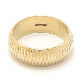 9ct Gold 7mm Wave Design Wedding Band Ring