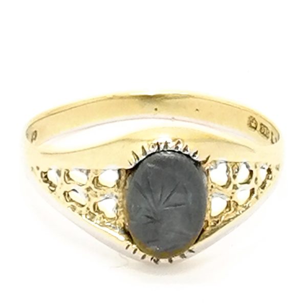 9ct Gold Oval Hematite Signet Ring