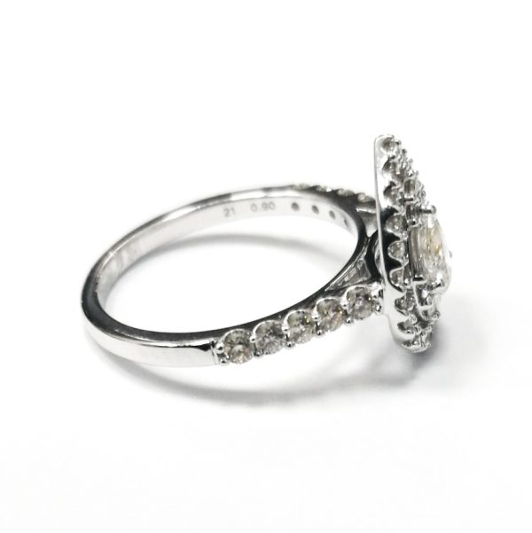 9ct White Gold Pear Shaped Halo Diamond Cluster Ring