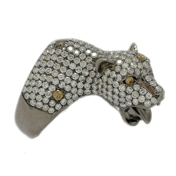 18ct White Gold Stone Set Panther Ring