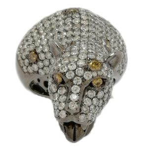 18ct White Gold Stone Set Panther Ring