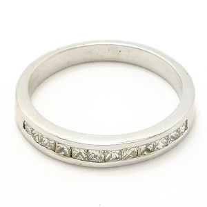 9ct White Gold Princess Cut Diamond Half Eternity Ring .50ct