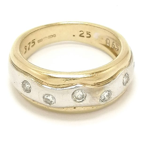 9ct Gold Diamond Wave Design Dome Ring .25ct