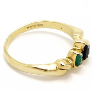 9ct Gold Fancy Style  Blue & Green Stone Ring