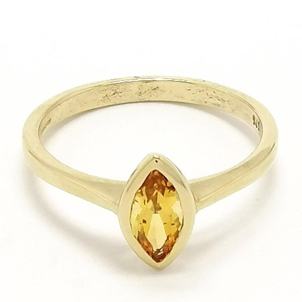 9ct Gold Yellow Marquise Single Stone Ring